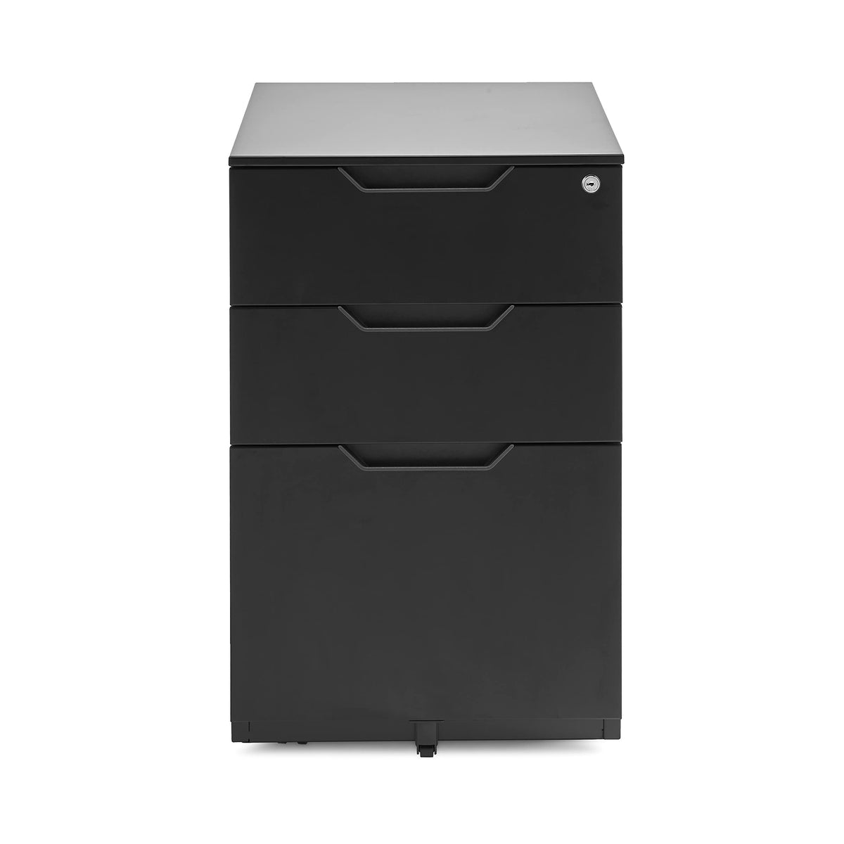 3-Drawer Black Mobile File Cabinet with Lock K74415