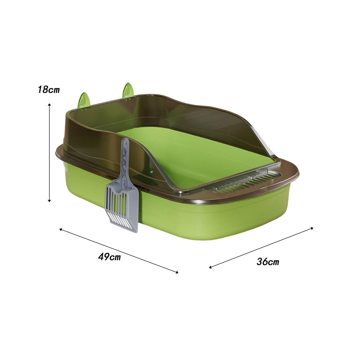 Green Semi Closed Sifting Cat Litter Box Z812