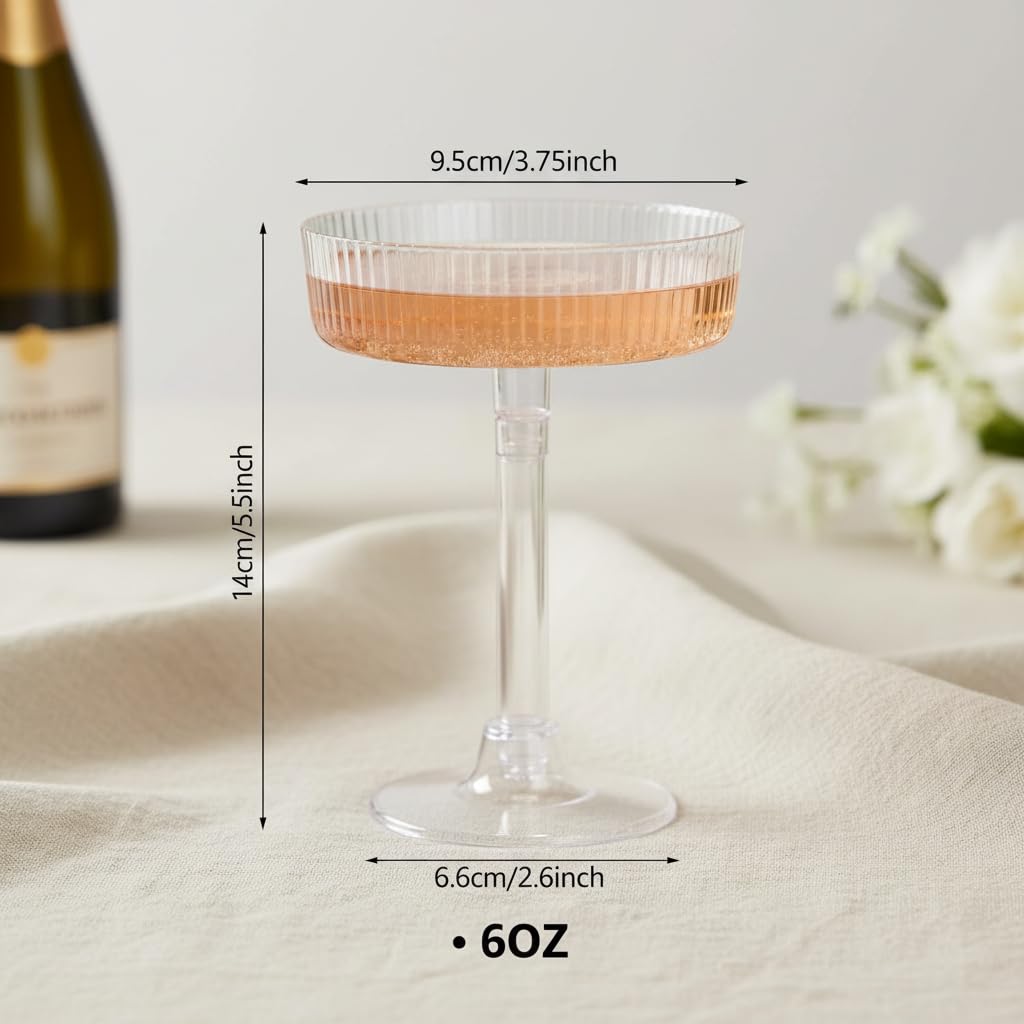 24 Pack 6oz Plastic Martini Glasses A439076
