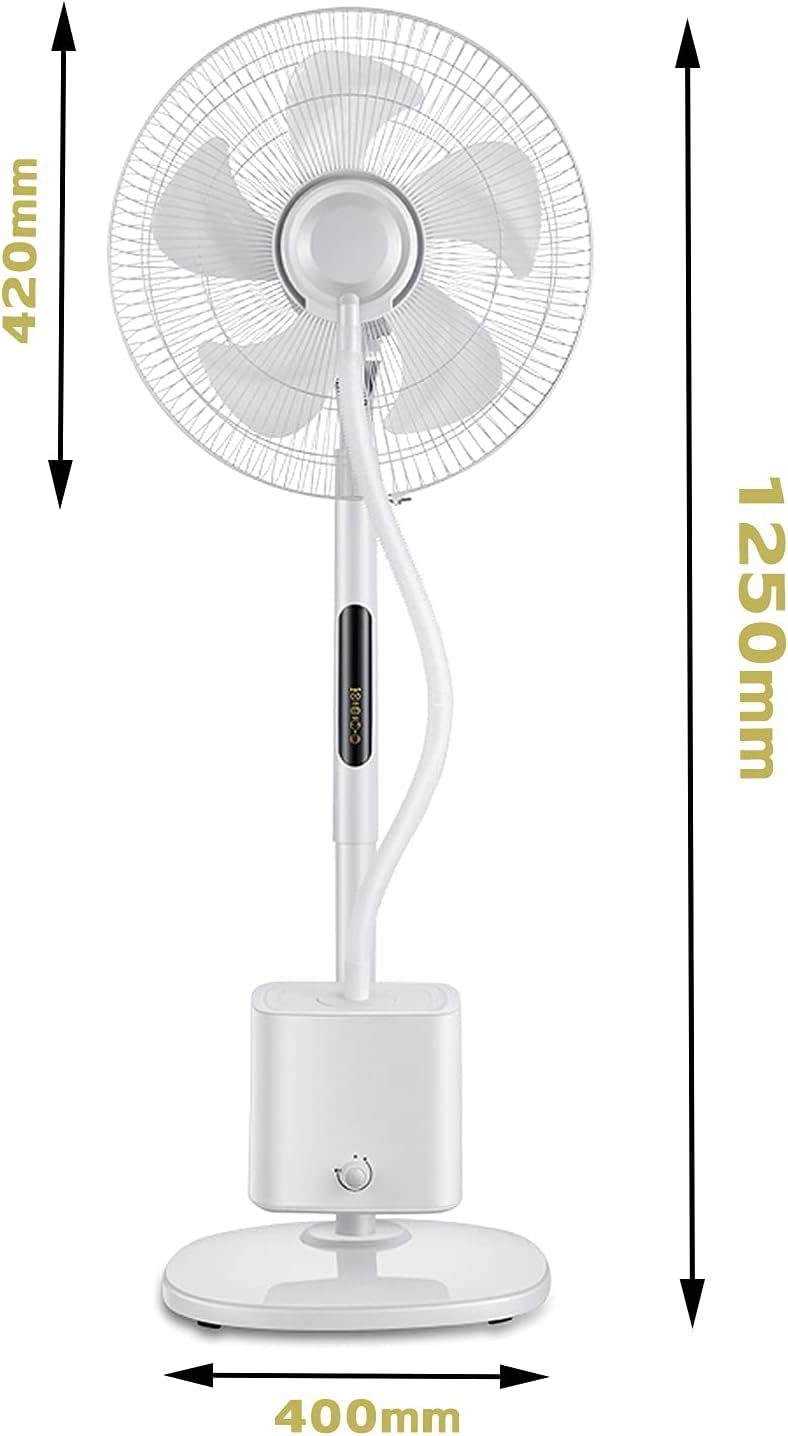 Oscillating Misting Pedestal Fan with Remote Control, 3-Speed, 3 L Water Tank, 16-inch, White B9009