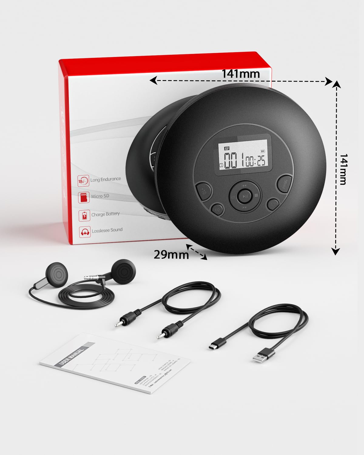 Portable CD Player Rechargeable with Headphones N37274