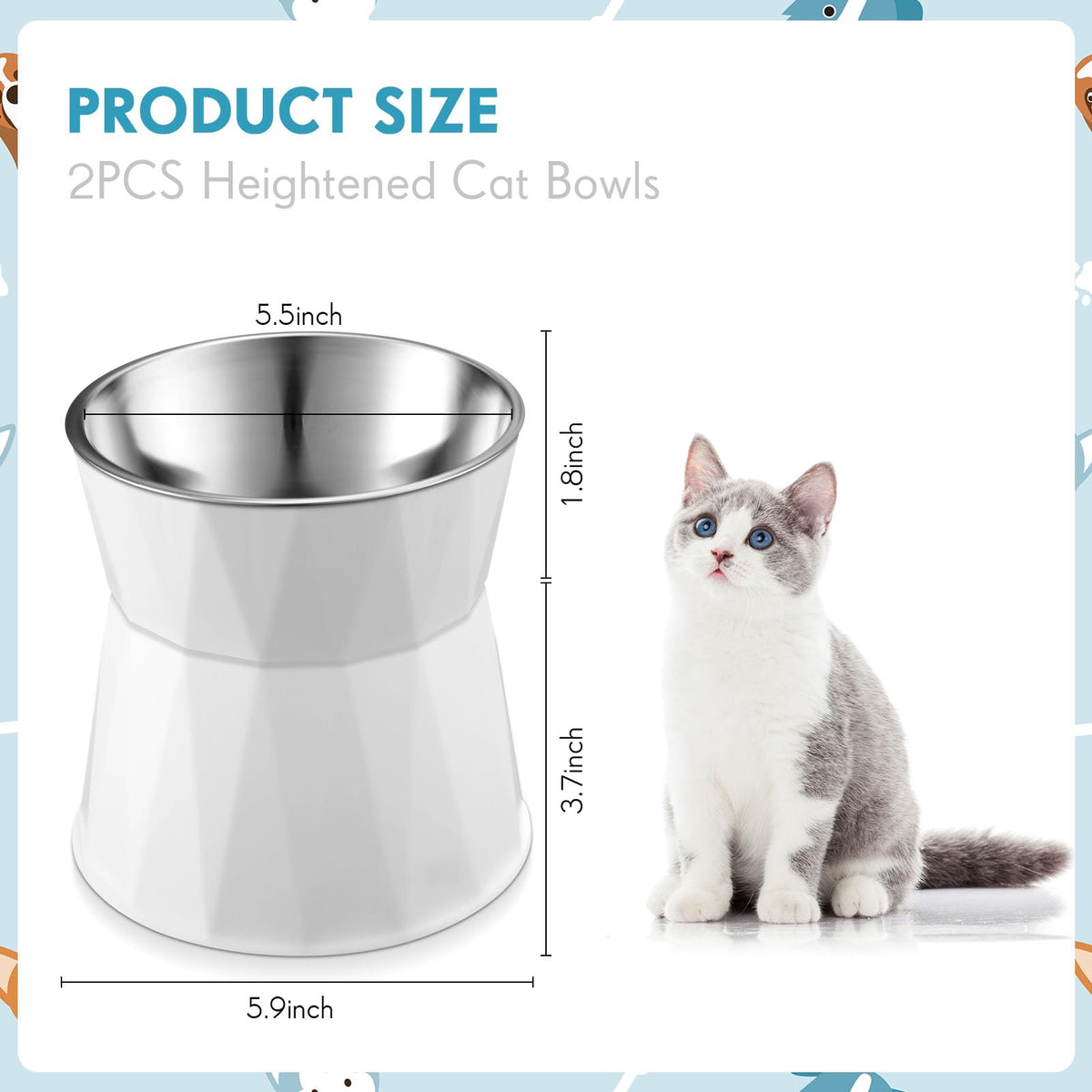 2 Pcs Elevated Cat Bowls D4811