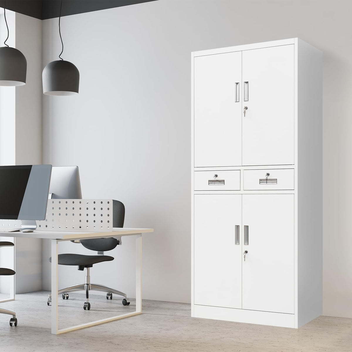 Metal Storage Cabinet with Adjustable Shelves and Drawers A8391