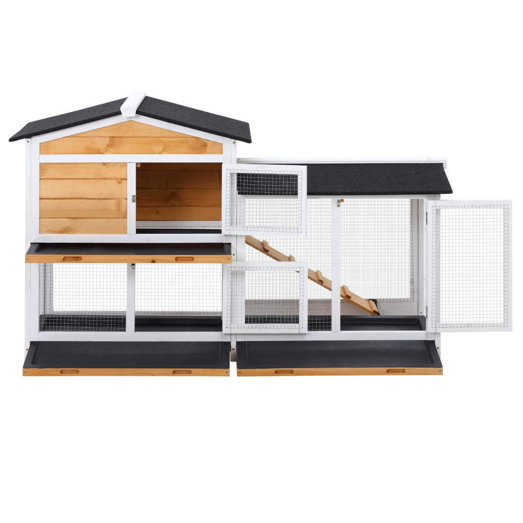 2-Story Wooden Rabbit Hutch with Ramp R10502