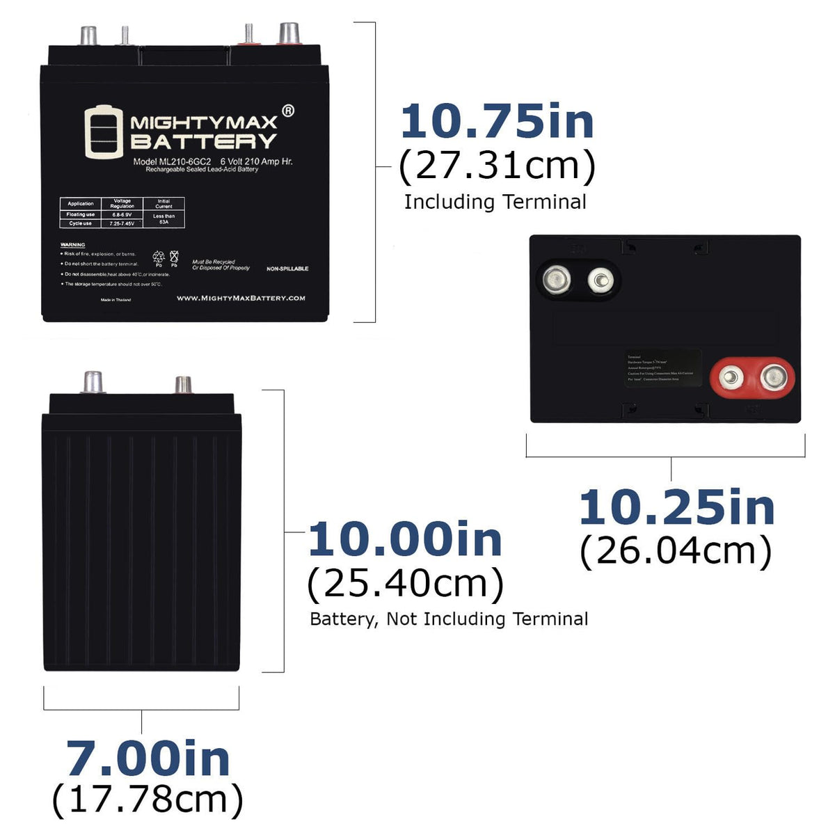 6V 210AH Dual Terminal SLA Replacement Battery 4 Pack V711470