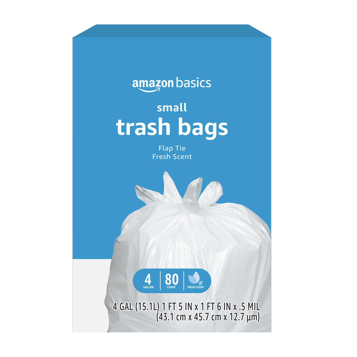 4 Gallon Trash Bags with Flap Ties, Fresh Scent, 80 Count Q847031