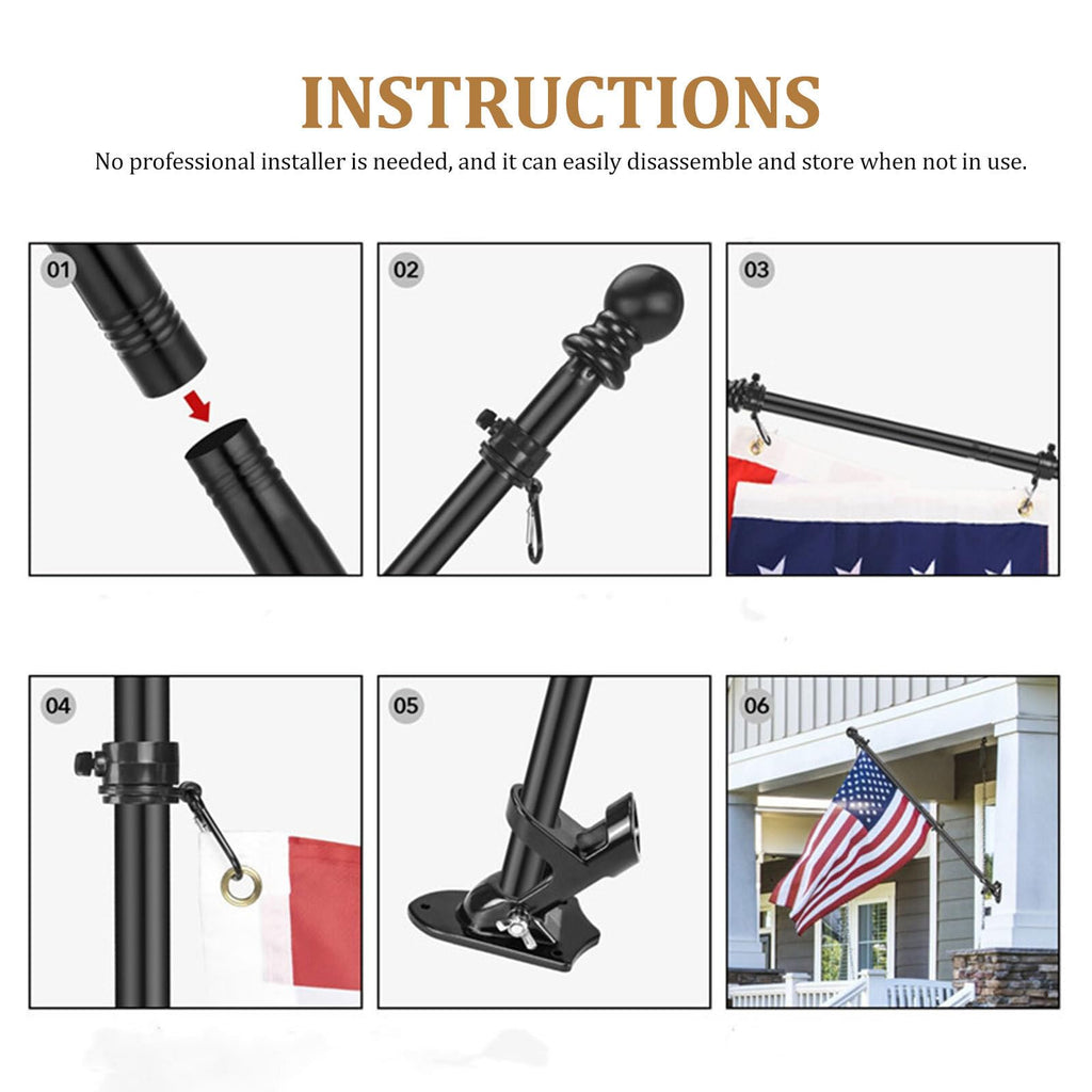 Black Rotating Flagpole Assembly with Base H2094