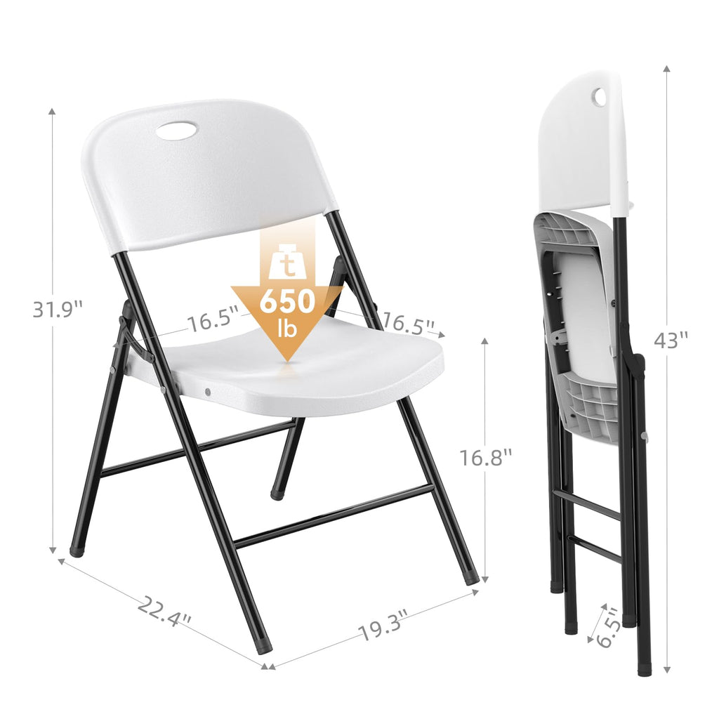 Heavy Duty Plastic Folding Chair with Steel Frame, White, 16 Pack N923