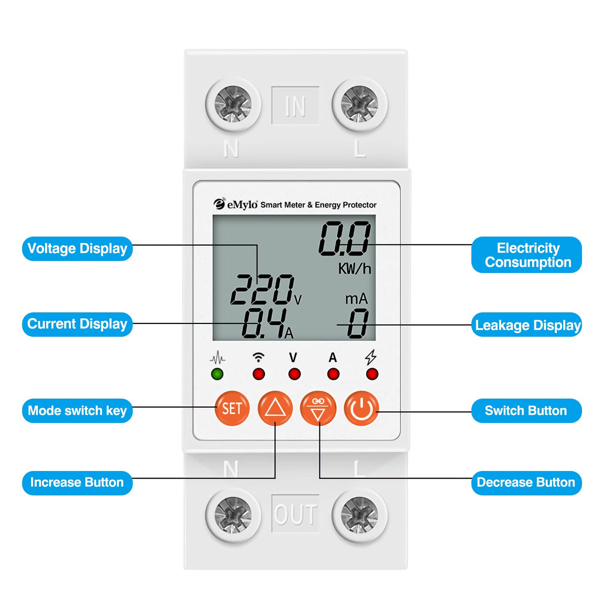 63A Single-Phase WiFi Energy Meter with LCD A197
