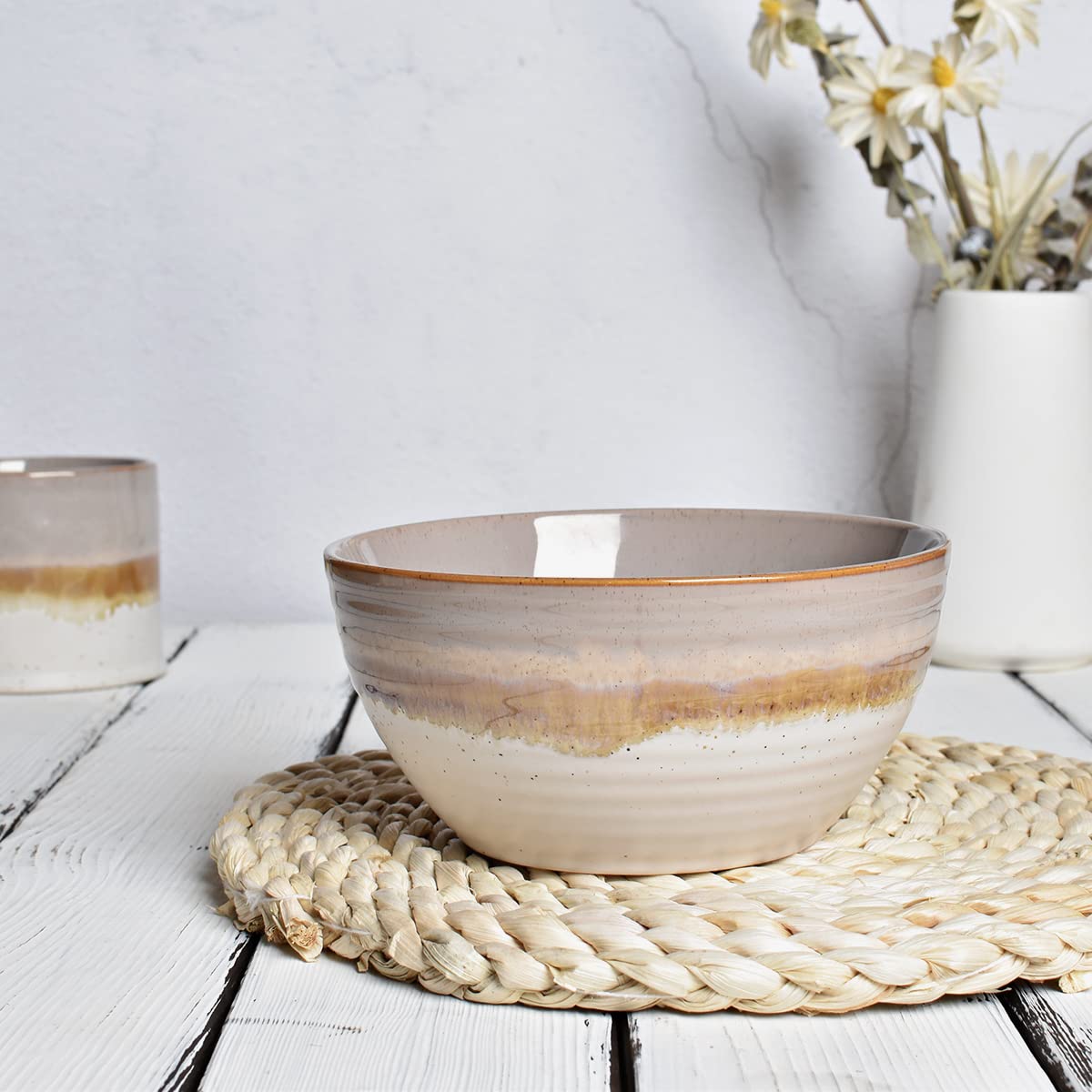 Ceramic Cereal Bowl Set of 4, 26 Oz, 6 in B2601