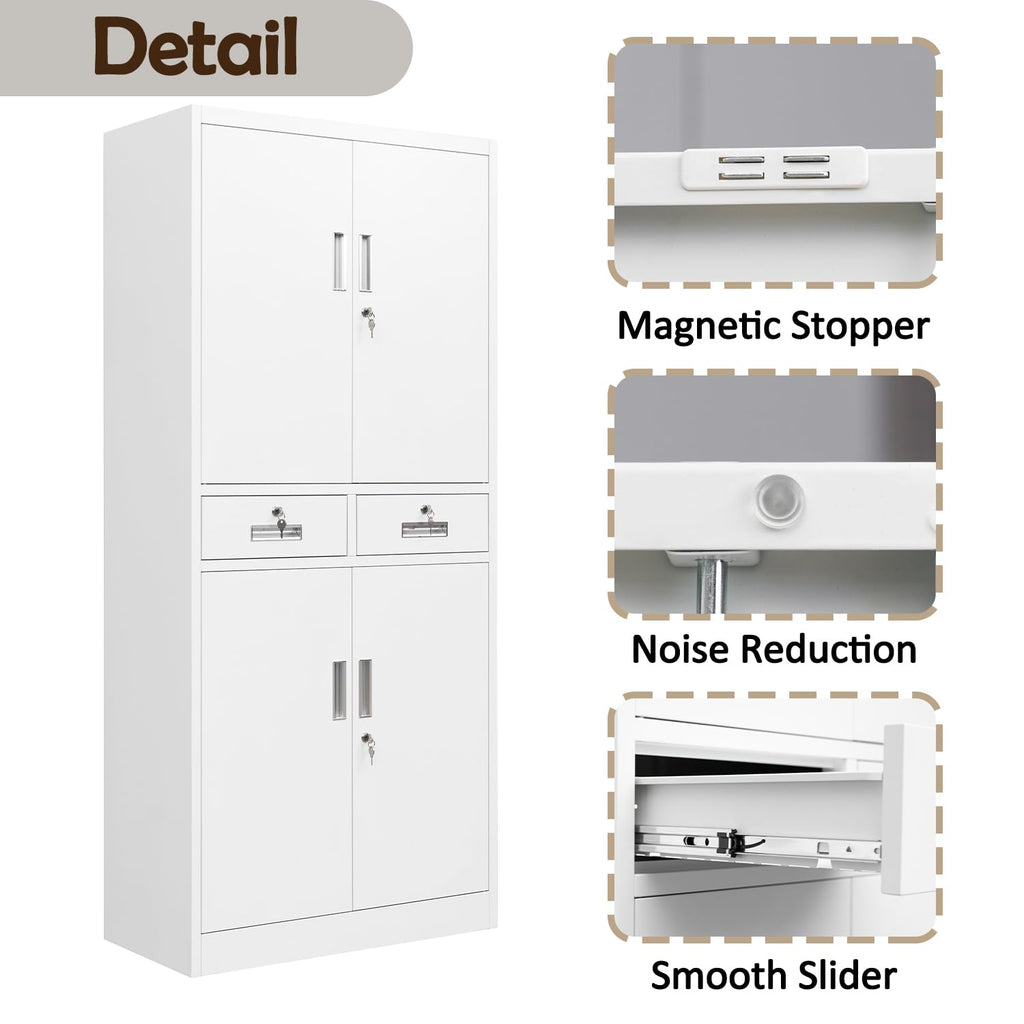 Metal Storage Cabinet with Adjustable Shelves and Drawers A8391