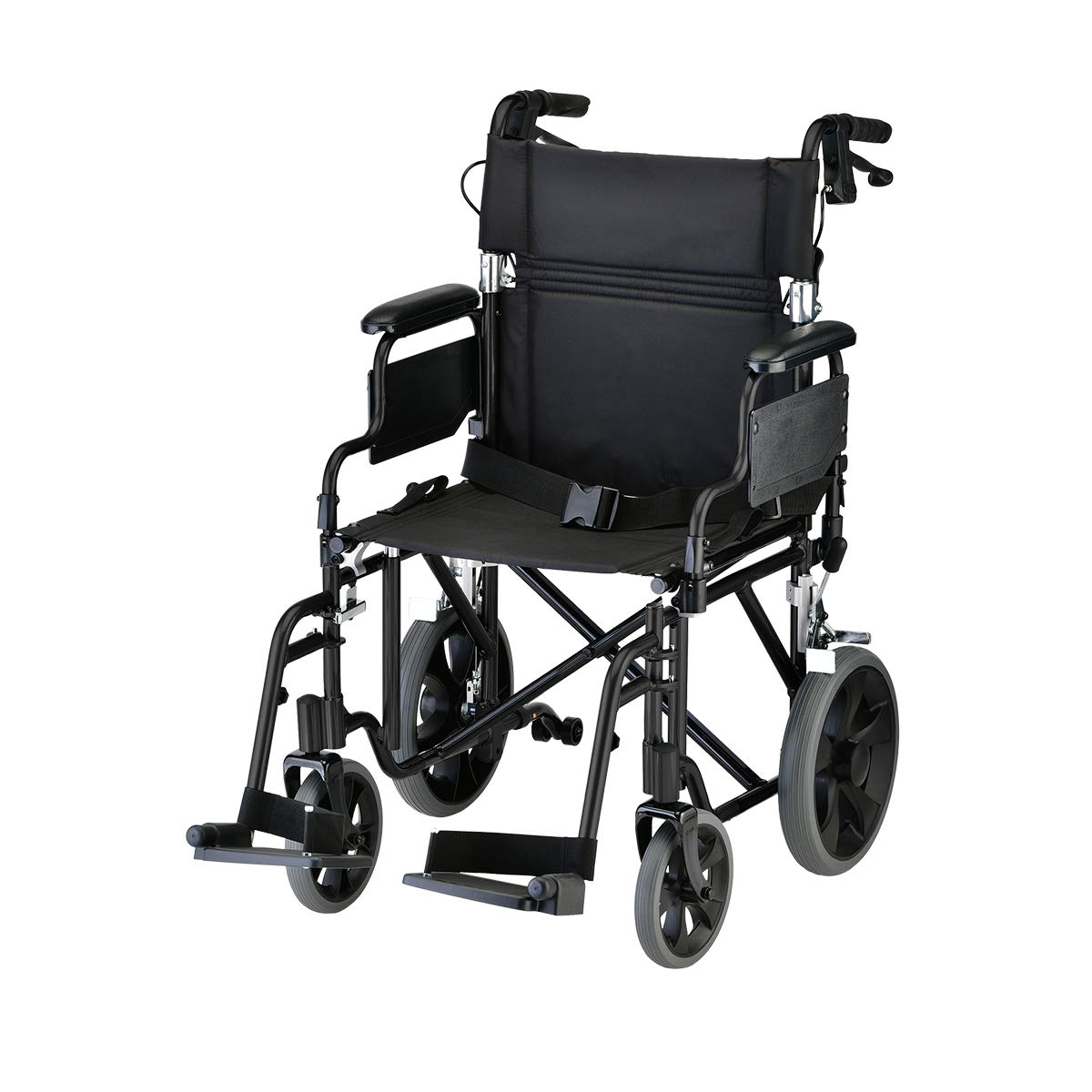 Lightweight Transport Chair with Locking Hand Brakes, Black B800