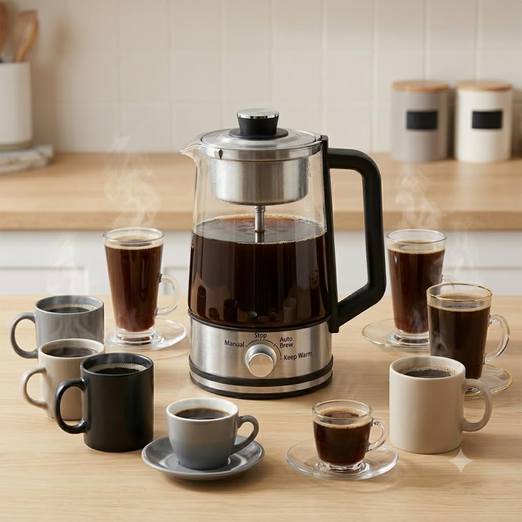 10-Cup Borosilicate Glass Electric Percolator Coffee Pot Y52388
