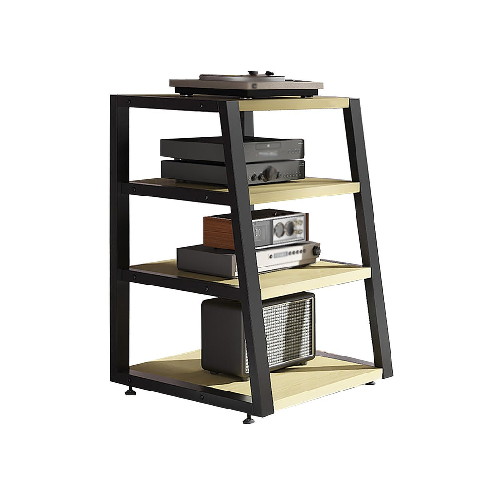 Black Corner Media Stand with Shelves N17853