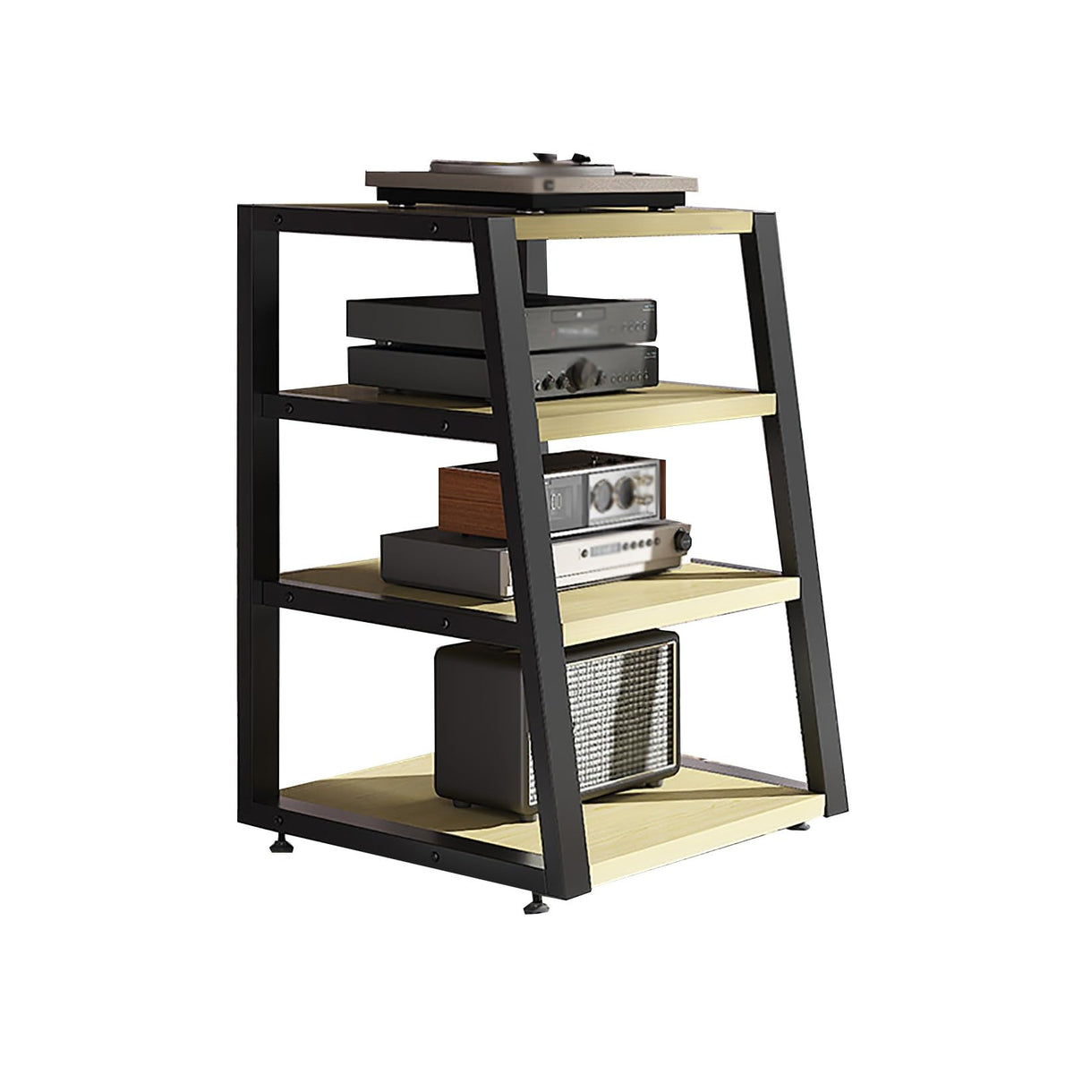Black Corner Media Stand with Shelves N17853