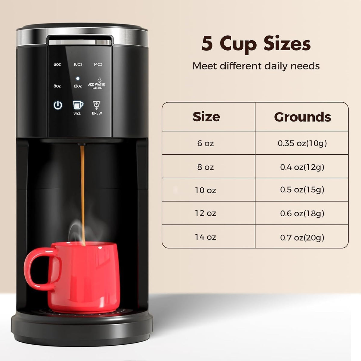 Single Serve 2 in 1 Coffee Maker with 40oz Removable Water Reservoir C467