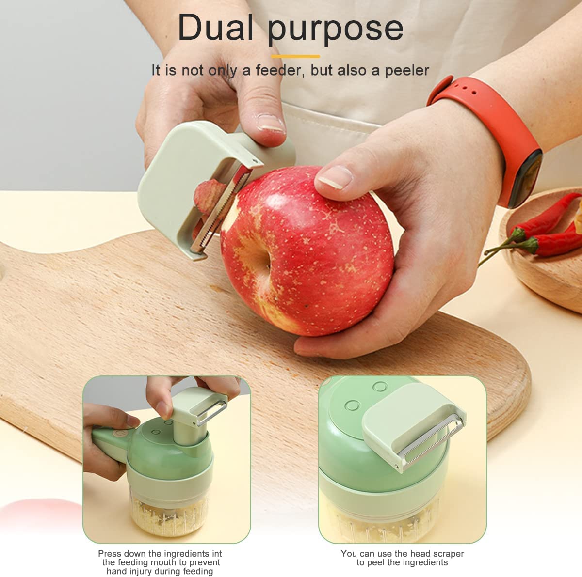 4 in 1 Handheld Electric Vegetable Cutter Set USB Rechargeable E495504