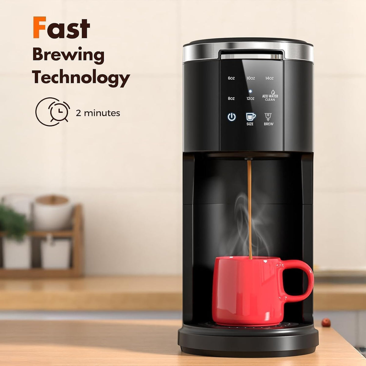Single Serve 2 in 1 Coffee Maker with 40oz Removable Water Reservoir C467