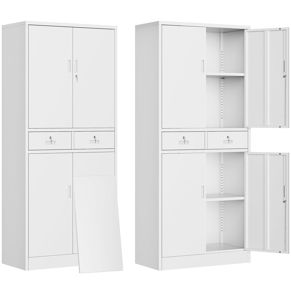 Metal Storage Cabinet with Adjustable Shelves and Drawers A8391