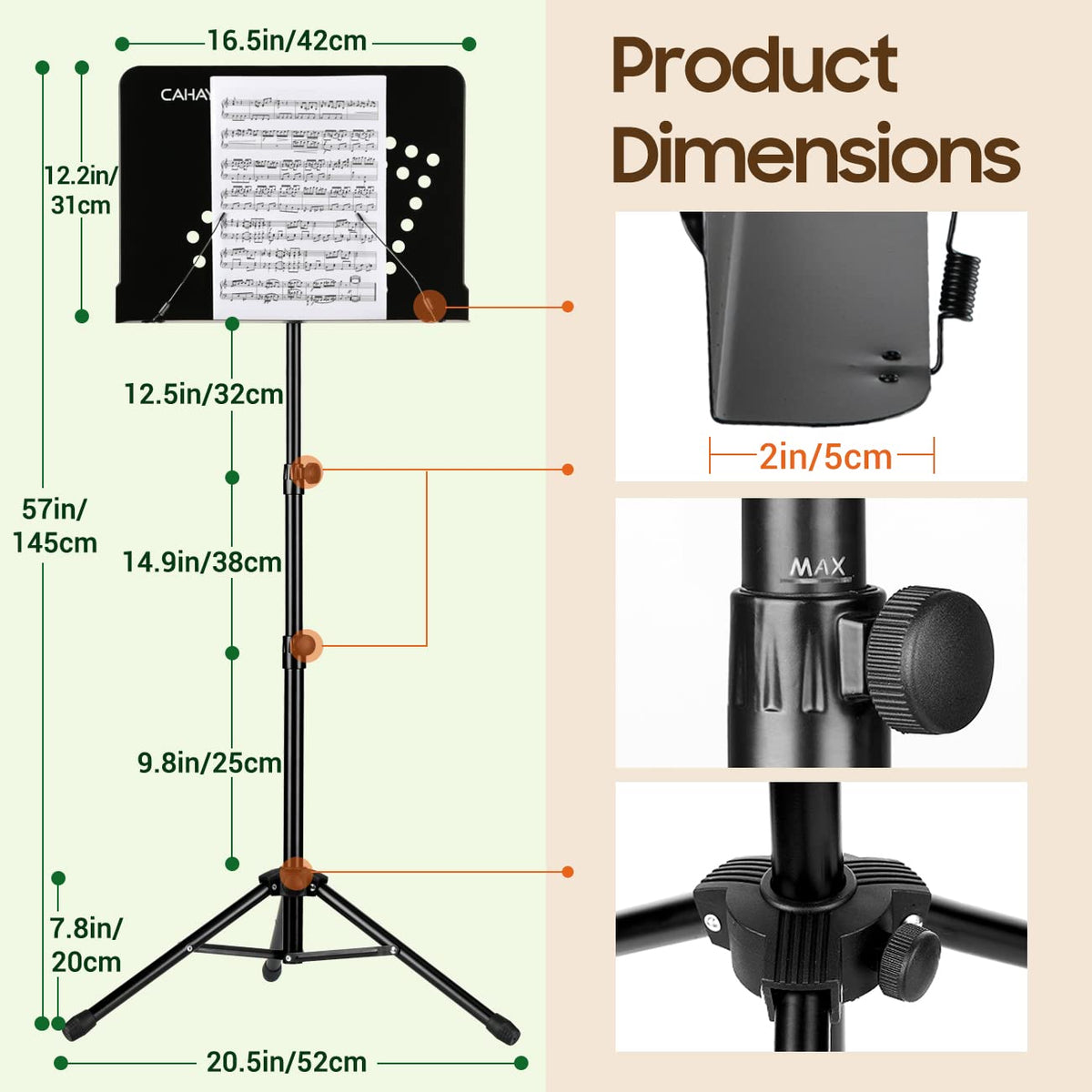 Adjustable Metal Sheet Music Stand with Carry Bag S93646