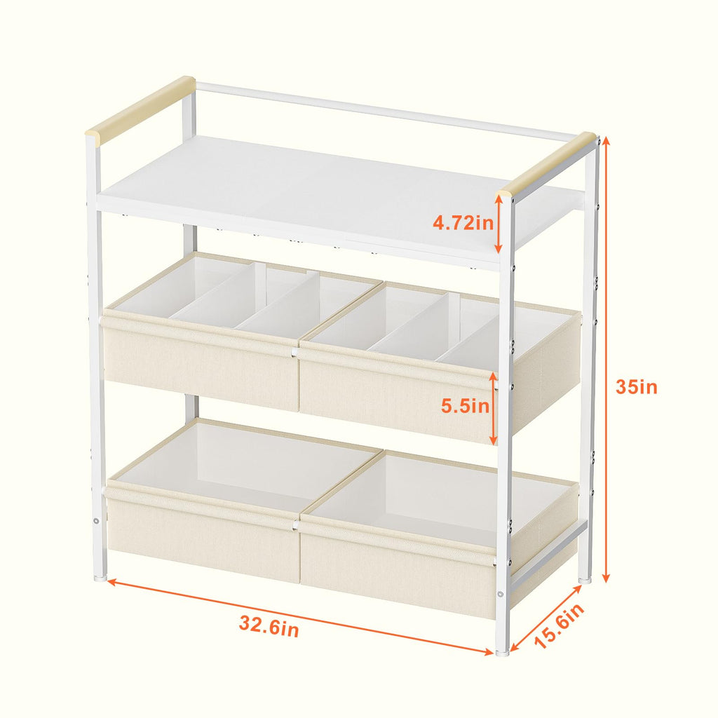 White Baby Changing Table with Storage G342