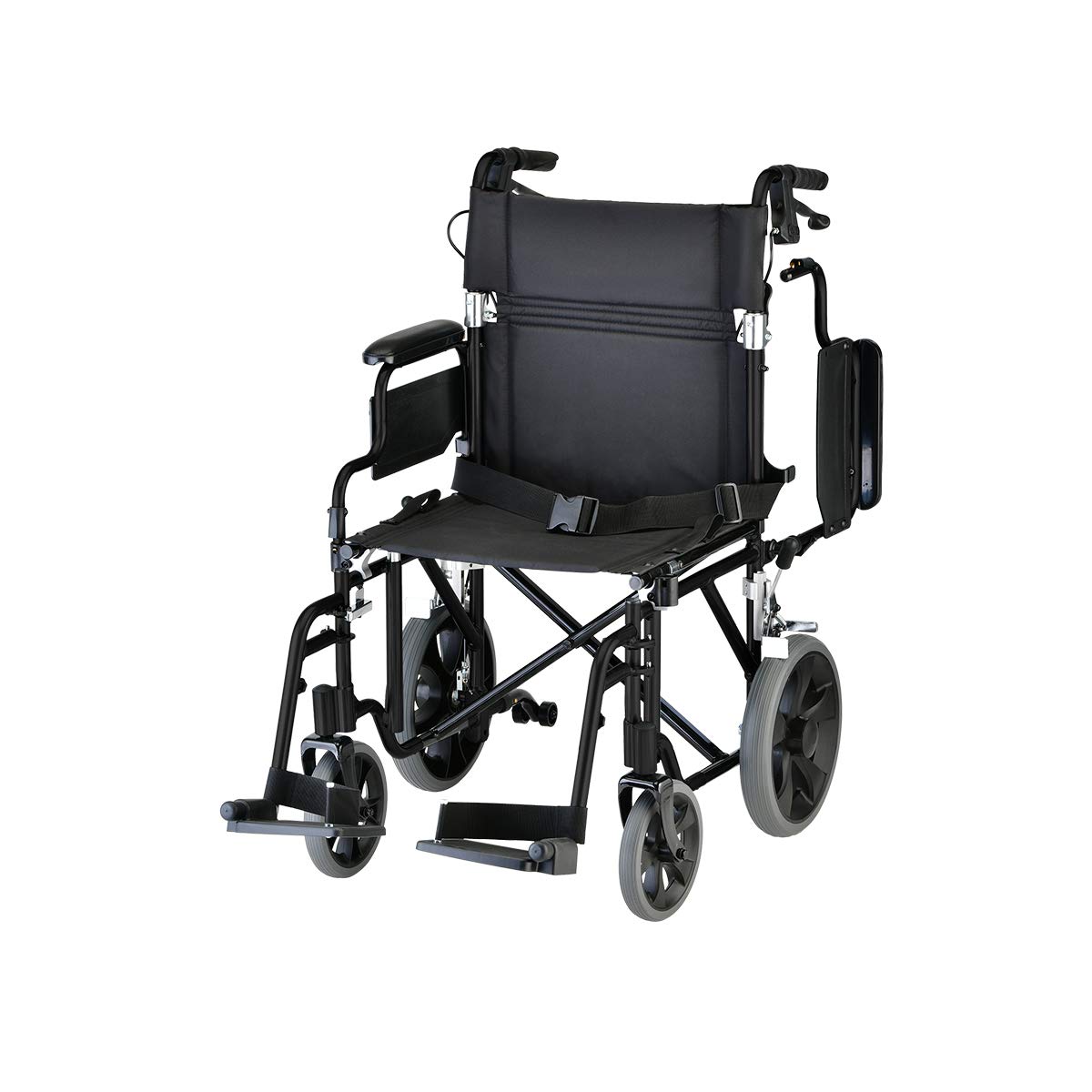 Lightweight Transport Chair with Locking Hand Brakes, Black B800
