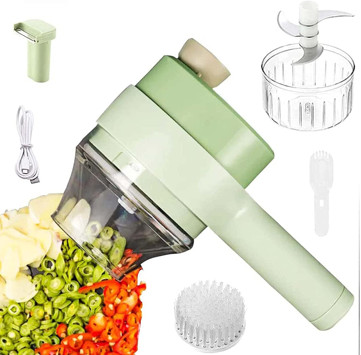4 in 1 Handheld Electric Vegetable Cutter Set USB Rechargeable E495504