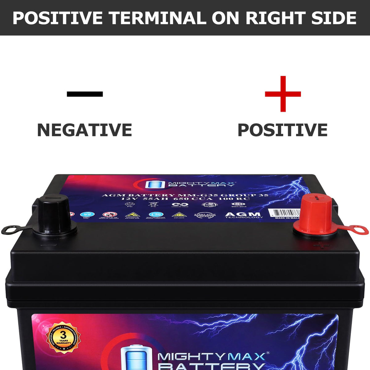 12V 55Ah AGM Replacement Battery D937