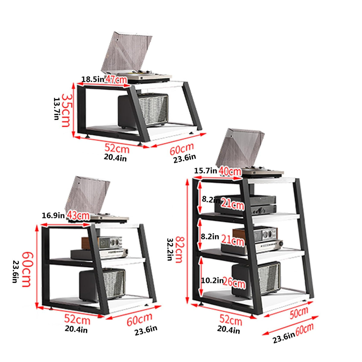 Black Corner Media Stand with Shelves N17853