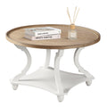 Farmhouse Round Coffee Table with Storage Shelf N3502