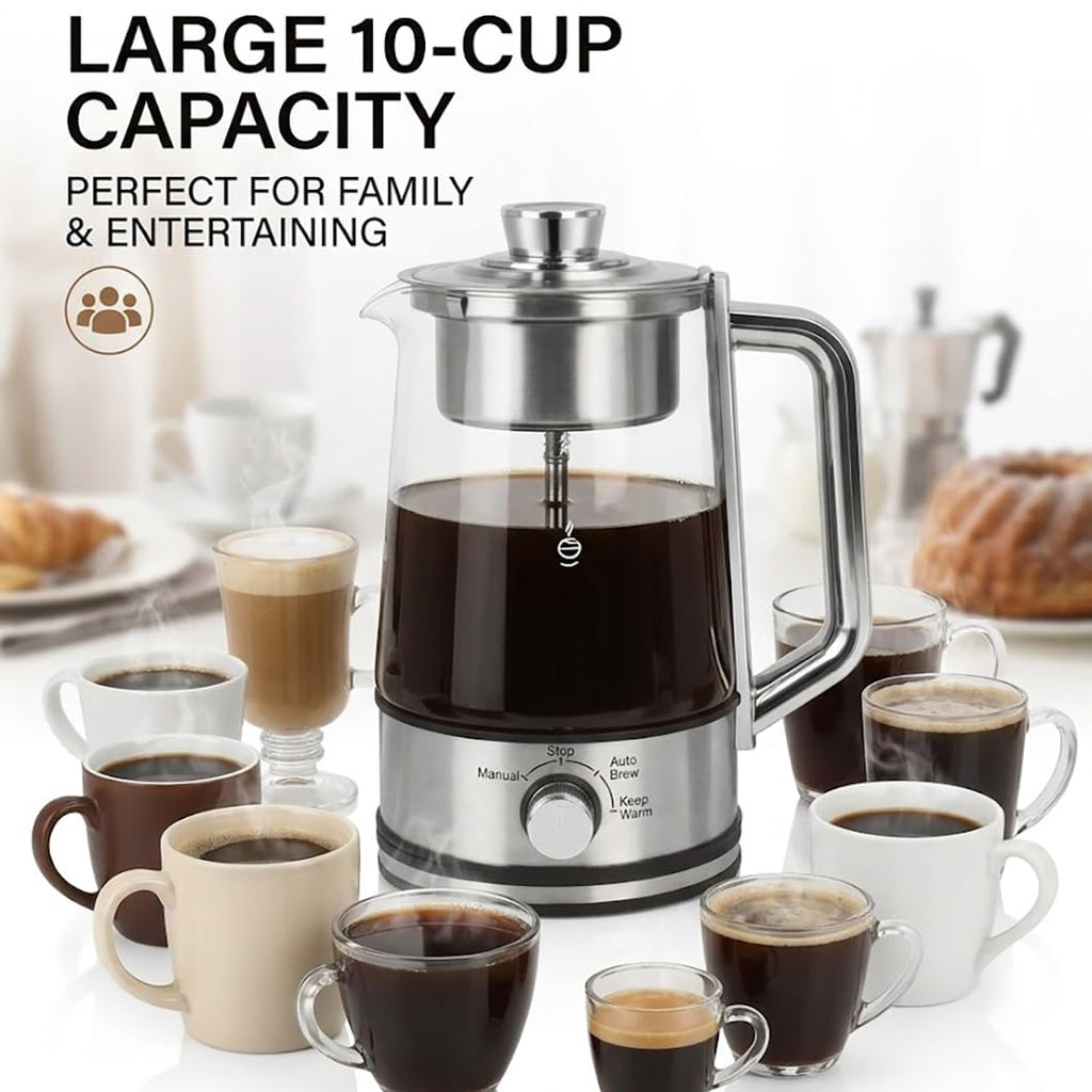 10-Cup Borosilicate Glass Electric Percolator Coffee Pot Y52388