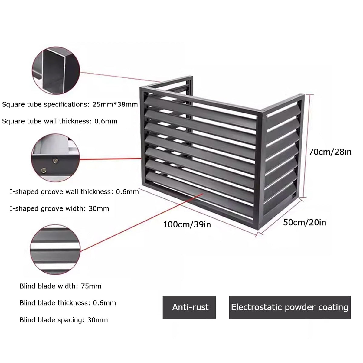 Aluminum Alloy Air Conditioner Fence 4 Panels Brown A677