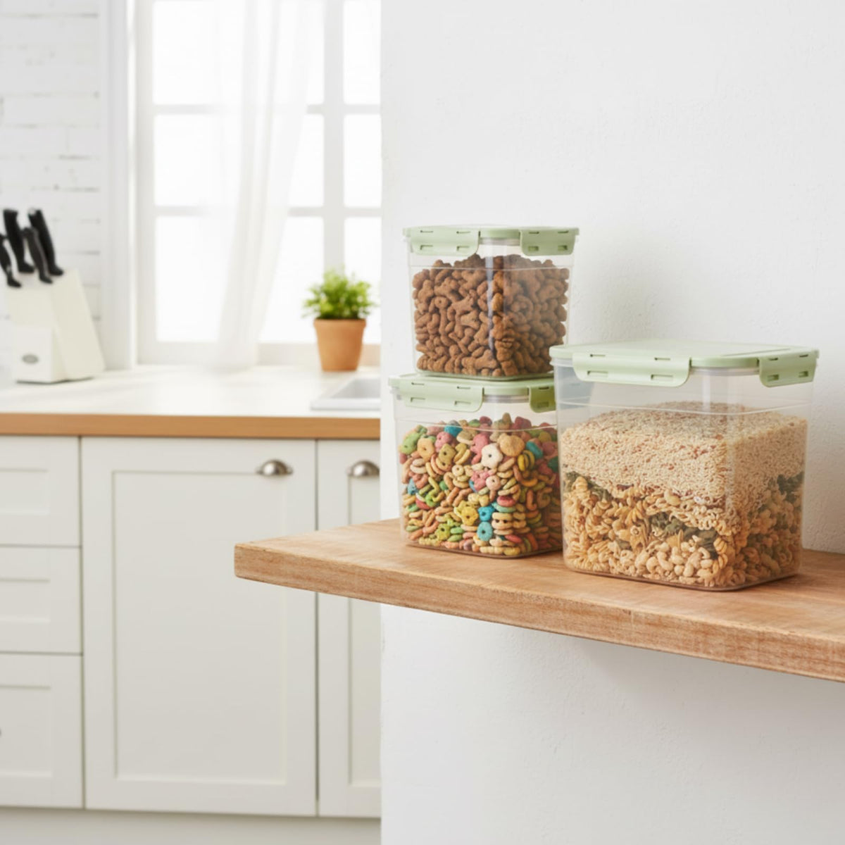 6 Pcs Dog and Cat Food Storage Containers with 2 Scoops G436155