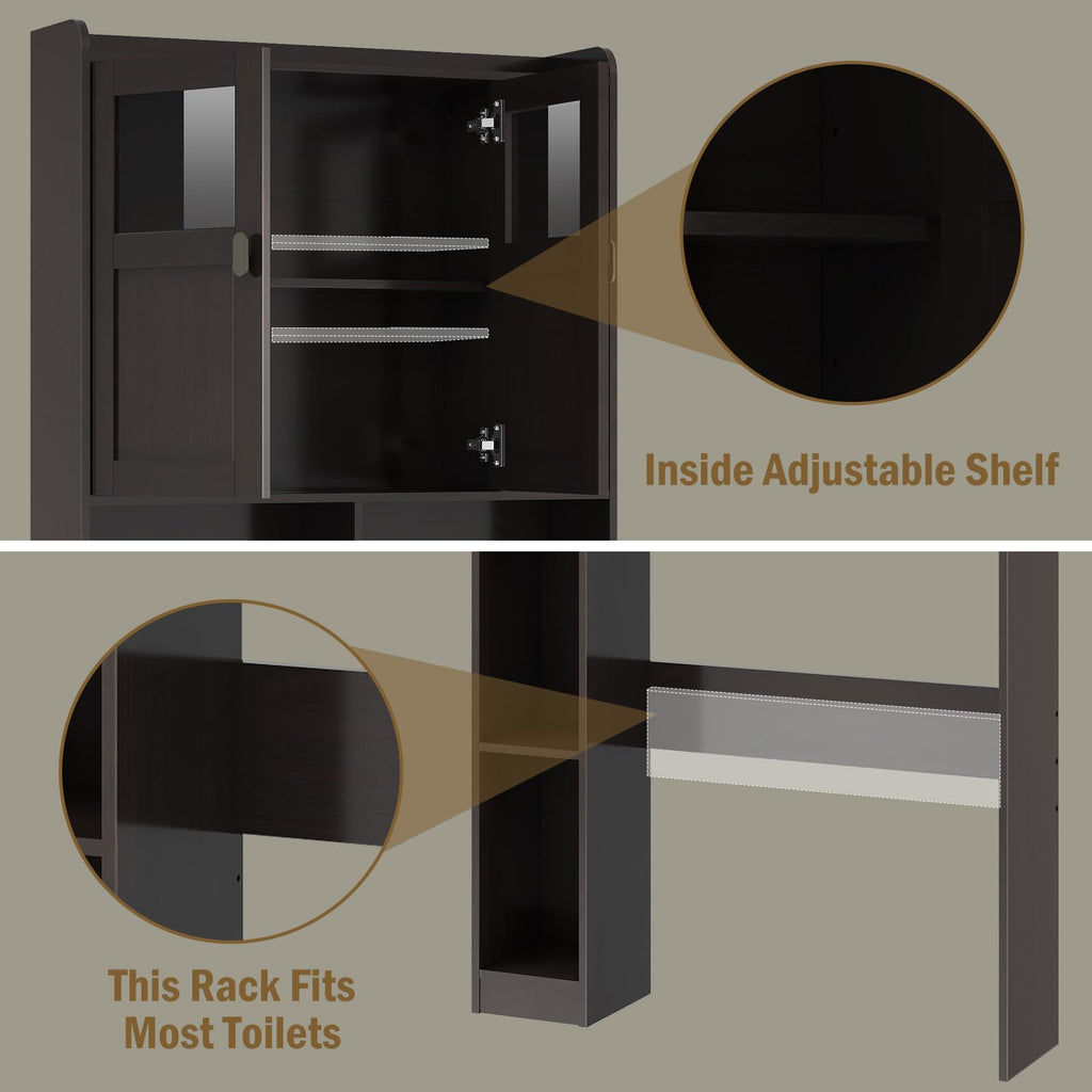 Over The Toilet Storage Cabinet with Doors and Shelves K73807