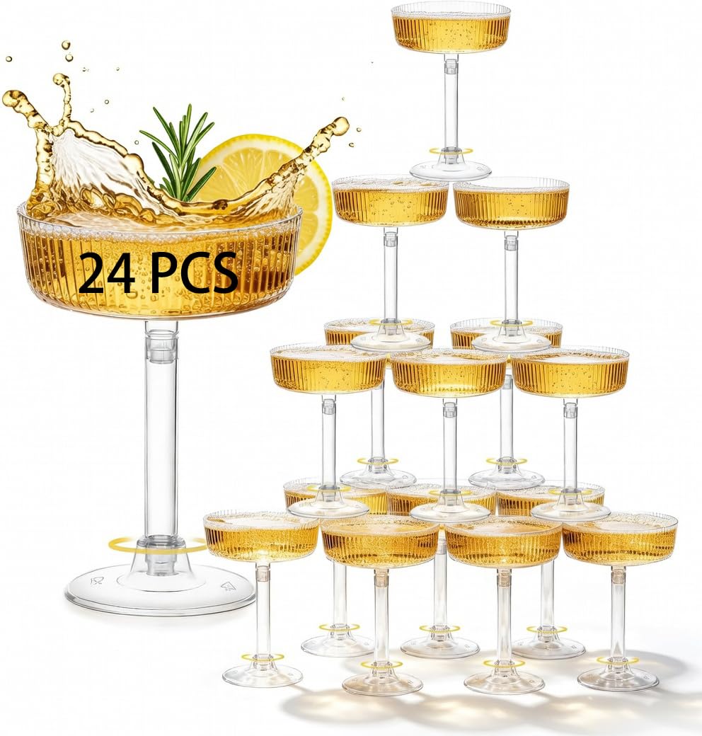 24 Pack 6oz Plastic Martini Glasses A439076