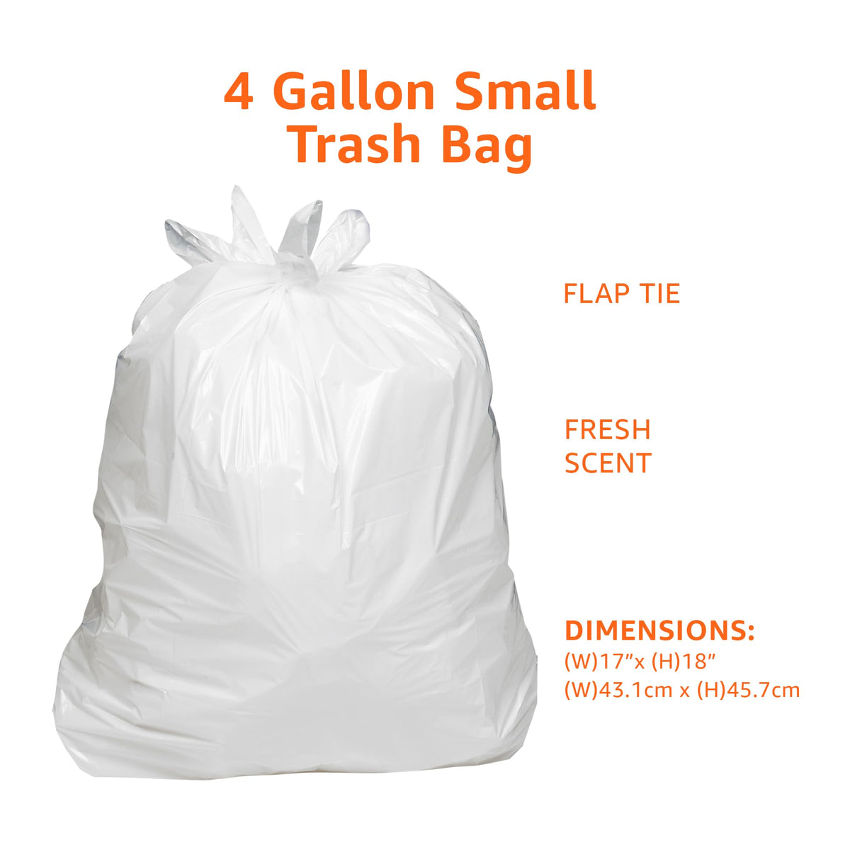 4 Gallon Trash Bags with Flap Ties, Fresh Scent, 80 Count Q847031