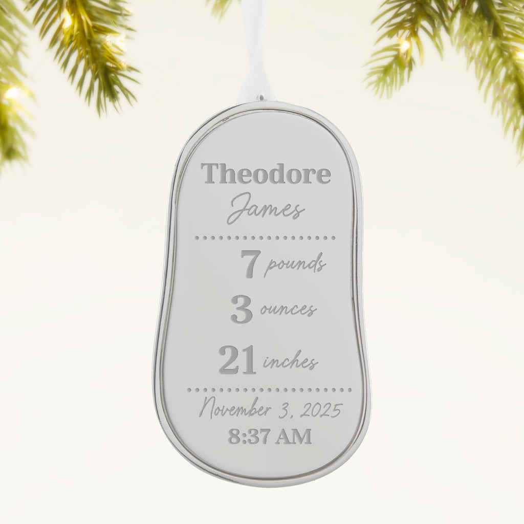 Silver Baby Bootie Metal Christmas Ornament A538