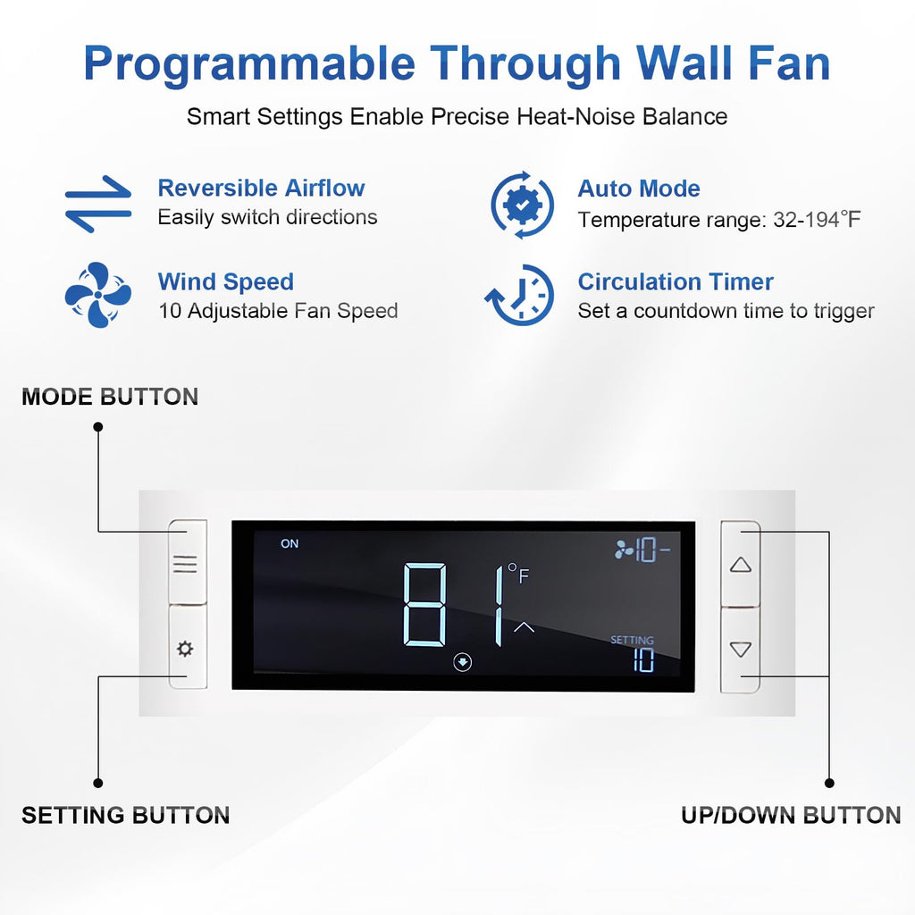 8" Reversible Through Wall Fan with Remote E79775