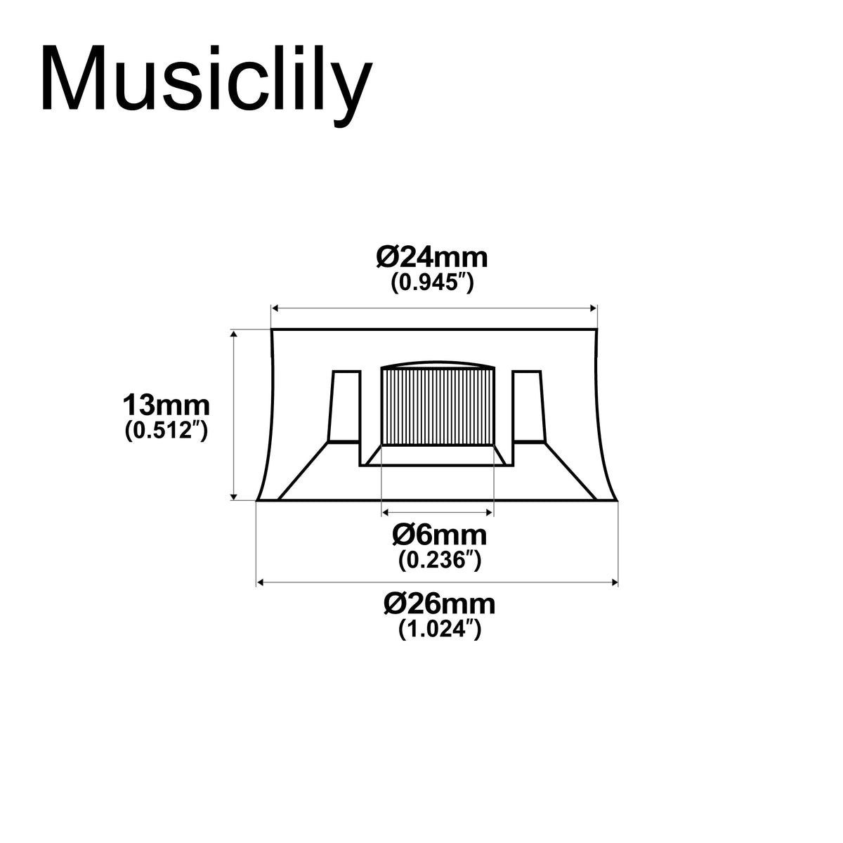 Black 4Pcs Guitar Knobs F704