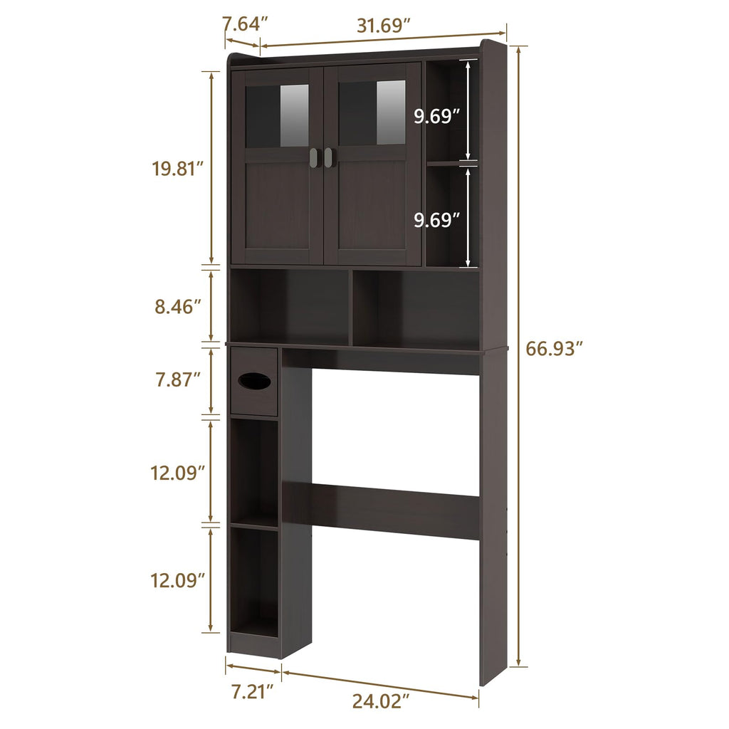 Over The Toilet Storage Cabinet with Doors and Shelves K73807