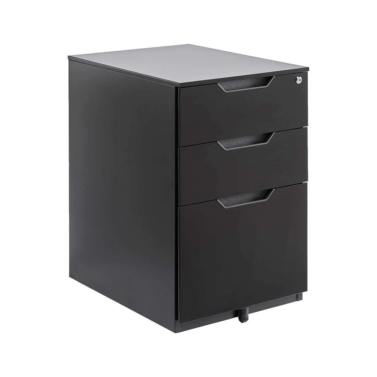 3-Drawer Black Mobile File Cabinet with Lock K74415