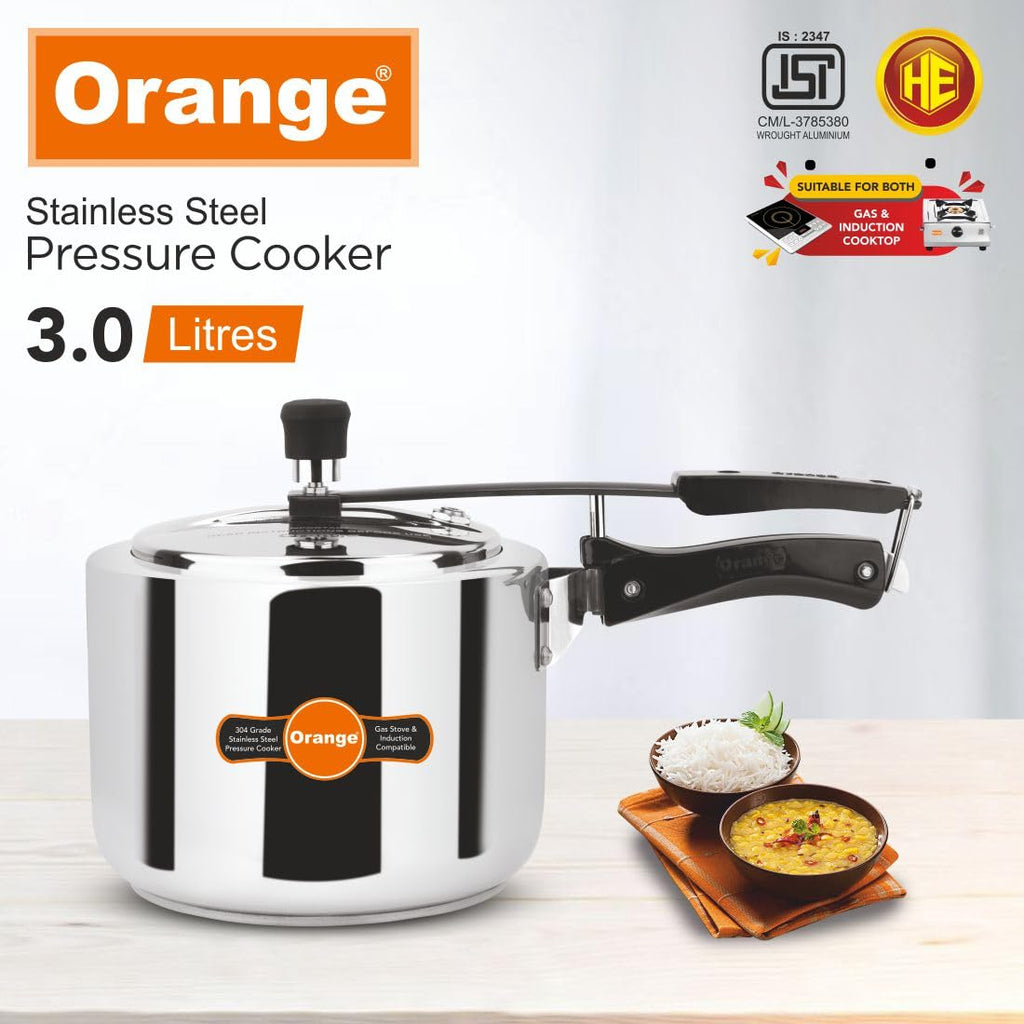 Orange Stainless Steel 3 Litre Pressure Cooker N556797