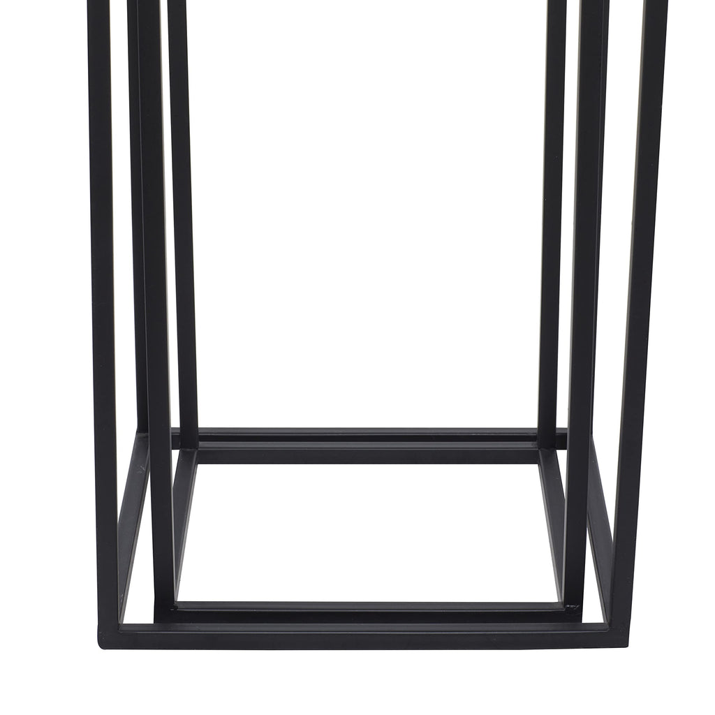 Black Metal End Table with Brown Wood Tops, Set of 2 D283887