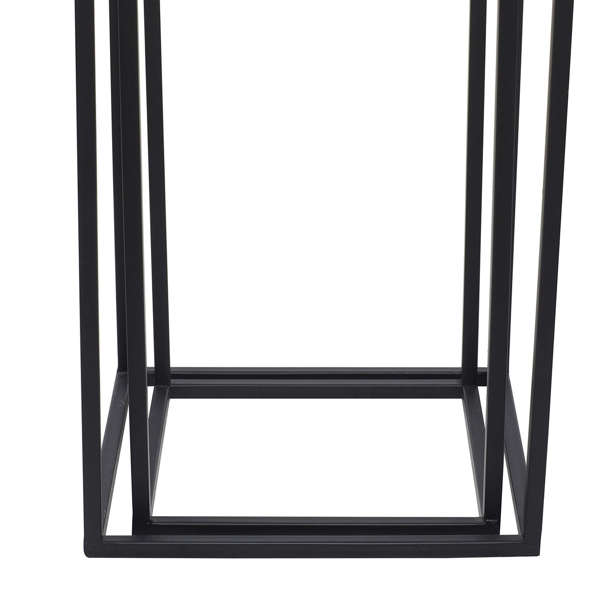 Black Metal End Table with Brown Wood Tops, Set of 2 D283887