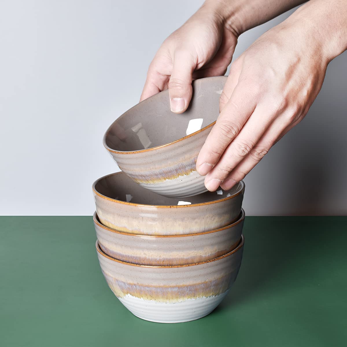 Ceramic Cereal Bowl Set of 4, 26 Oz, 6 in B2601