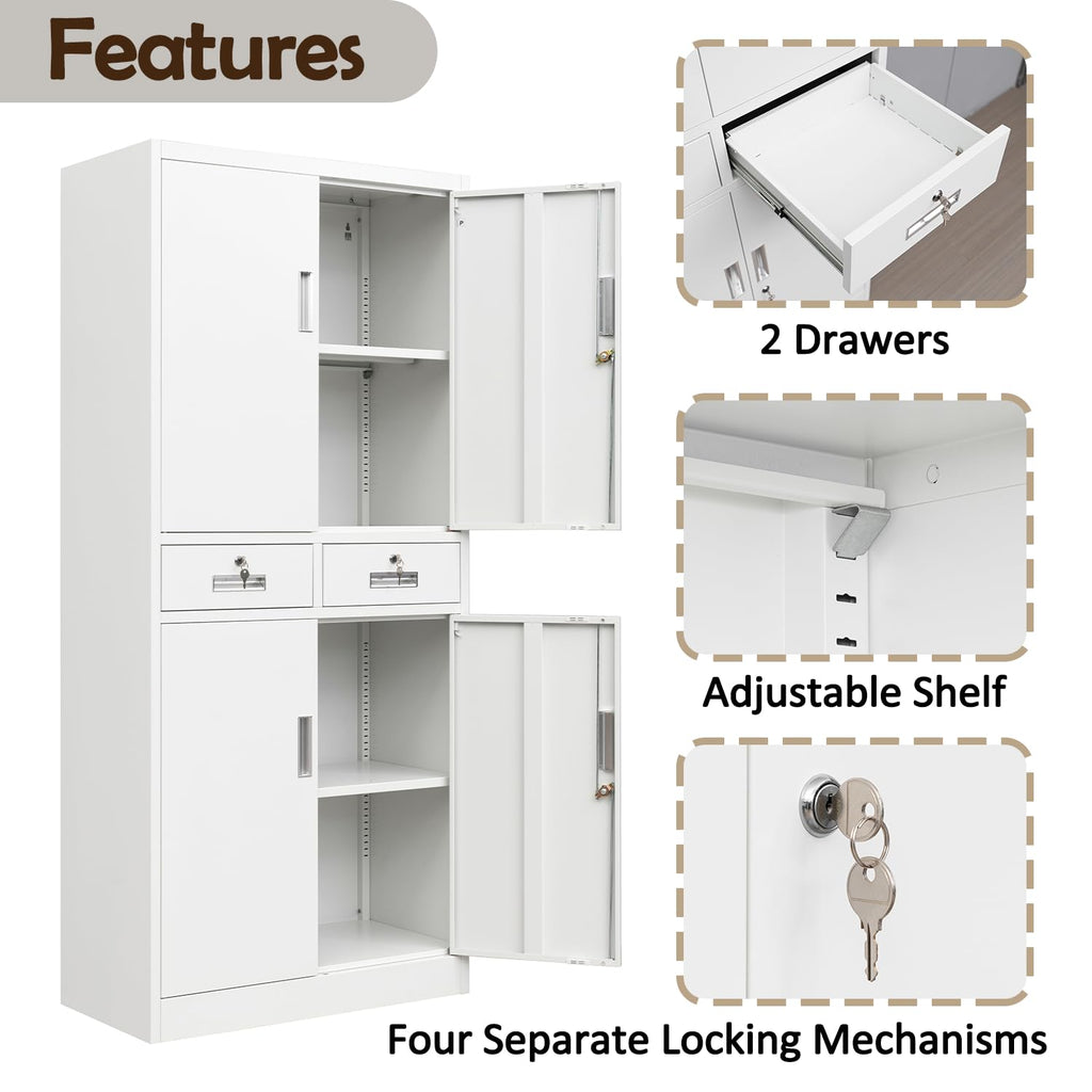 Metal Storage Cabinet with Adjustable Shelves and Drawers A8391