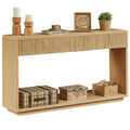 59" Oak Console Table with 2 Drawers and Open Shelf L594