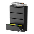 Black 4 Drawer Metal File Cabinet with Lock R52590