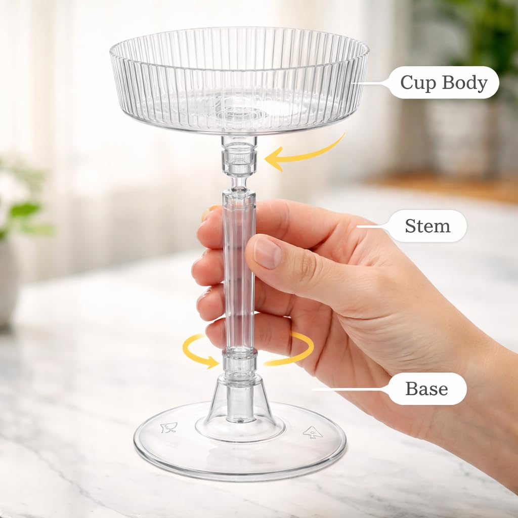 24 Pack 6oz Plastic Martini Glasses A439076