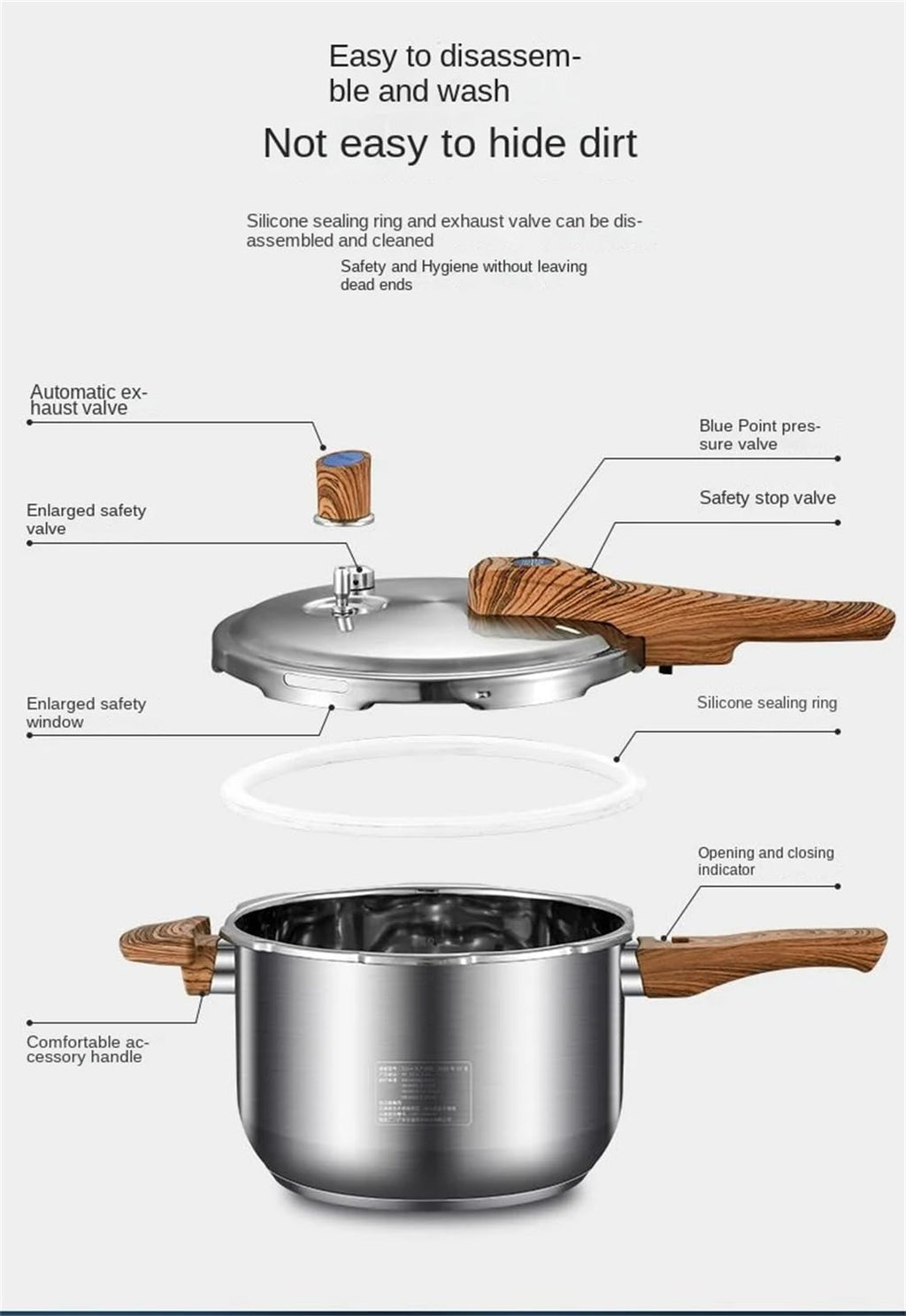 304 Stainless Steel 3L Pressure Cooker S112